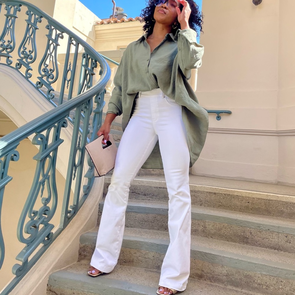 SPANK Flare Jeans, White, High -rise